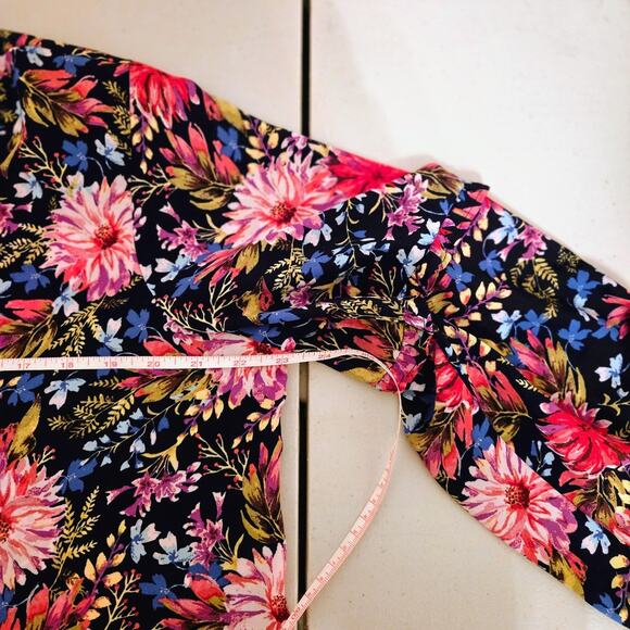 Women’s Pioneer Woman Boho Hippie Floral Blouse Flare Sleeves Lightweight XL - Picture 12 of 13